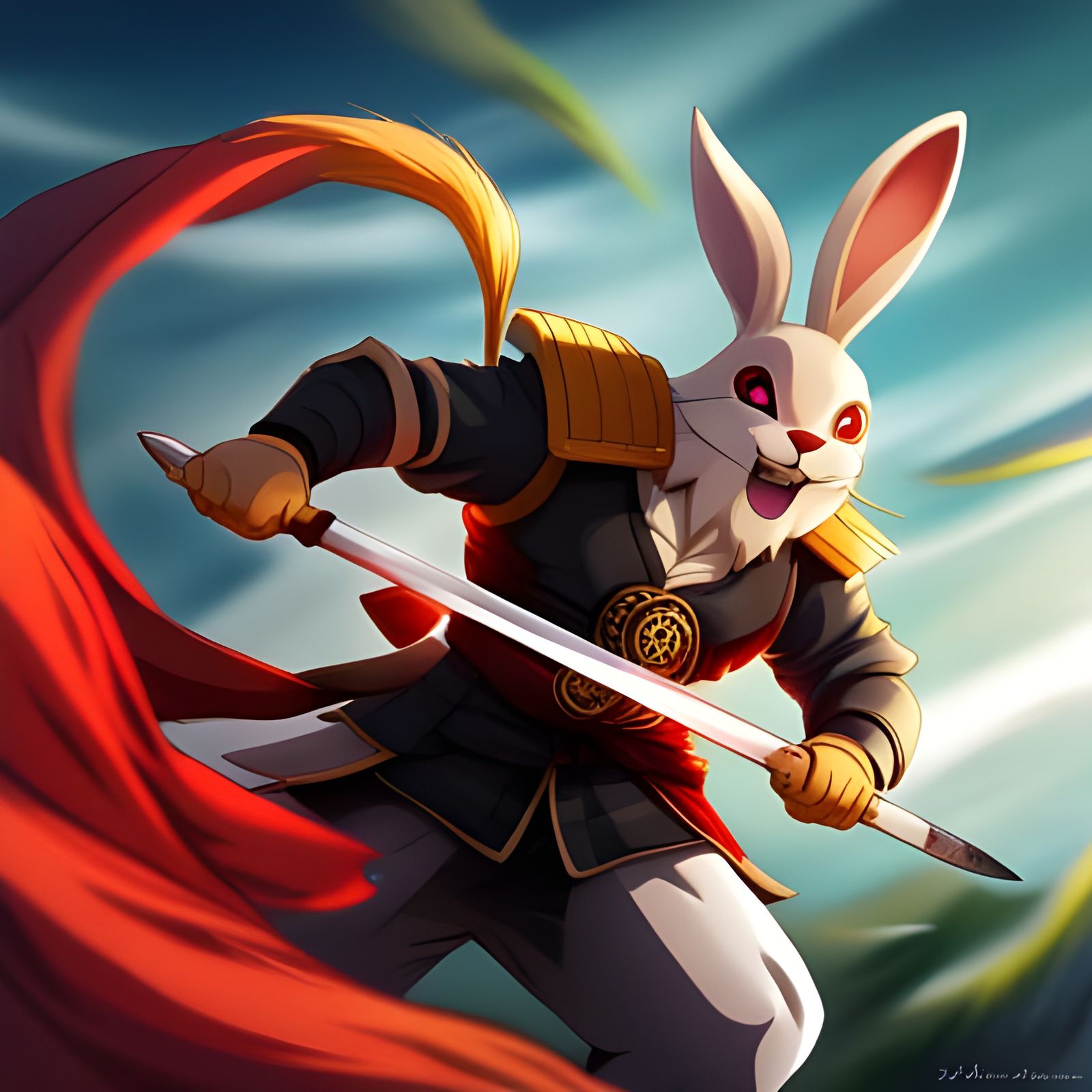 Usagi Samurai - Charging Into Battle - AI Generated Artwork - NightCafe ...