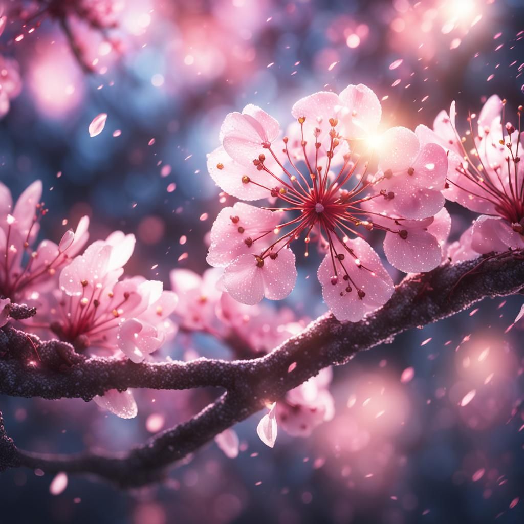 epic close up of a sakura flower, front illumination only, f...