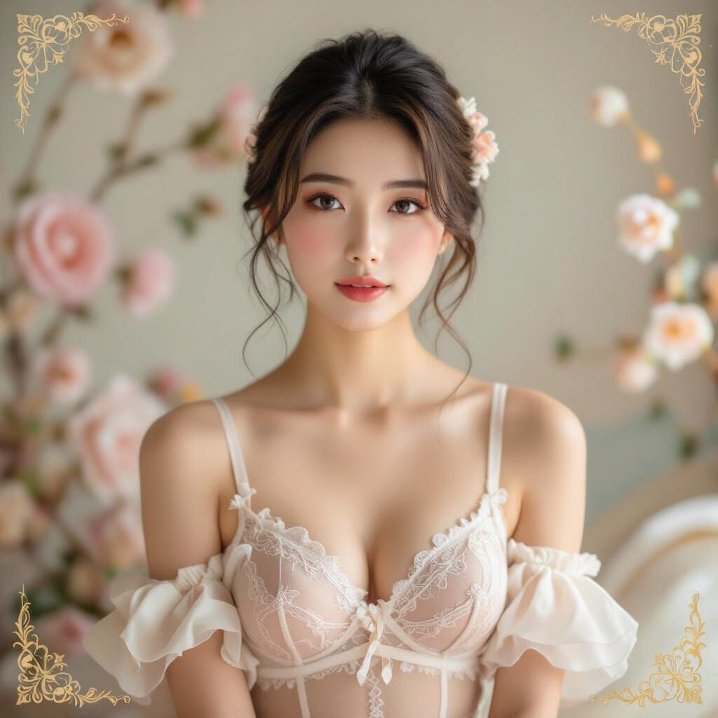 Elegant Japanese Student in Soft Studio Portrait