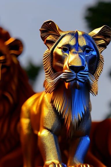"Lion king made out of 18K Gold" Insanely Hyperdetailed Intr...