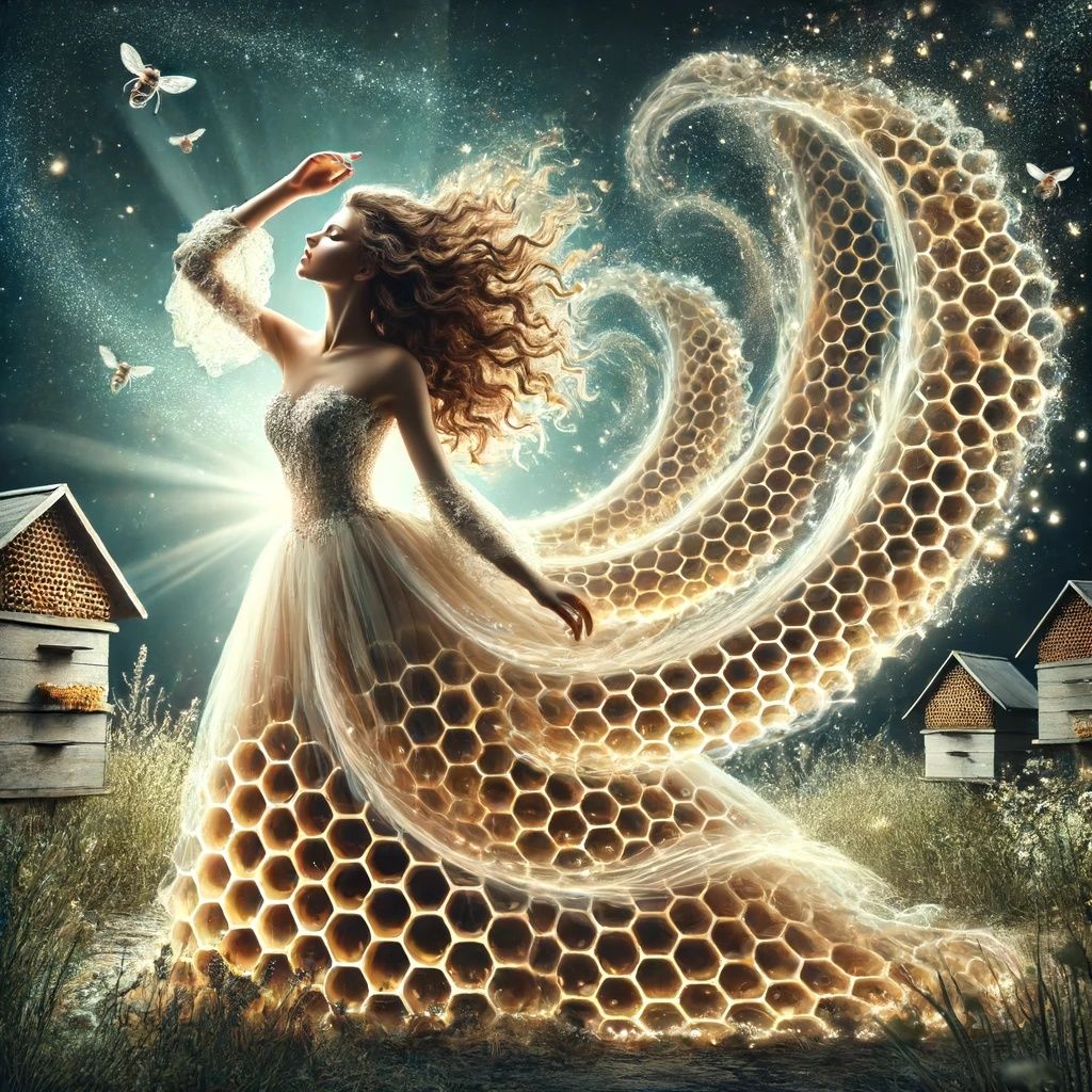 Enchanted Dance of the Honey Queen. AI image prompt for DALL-E 3 in my tutorials!