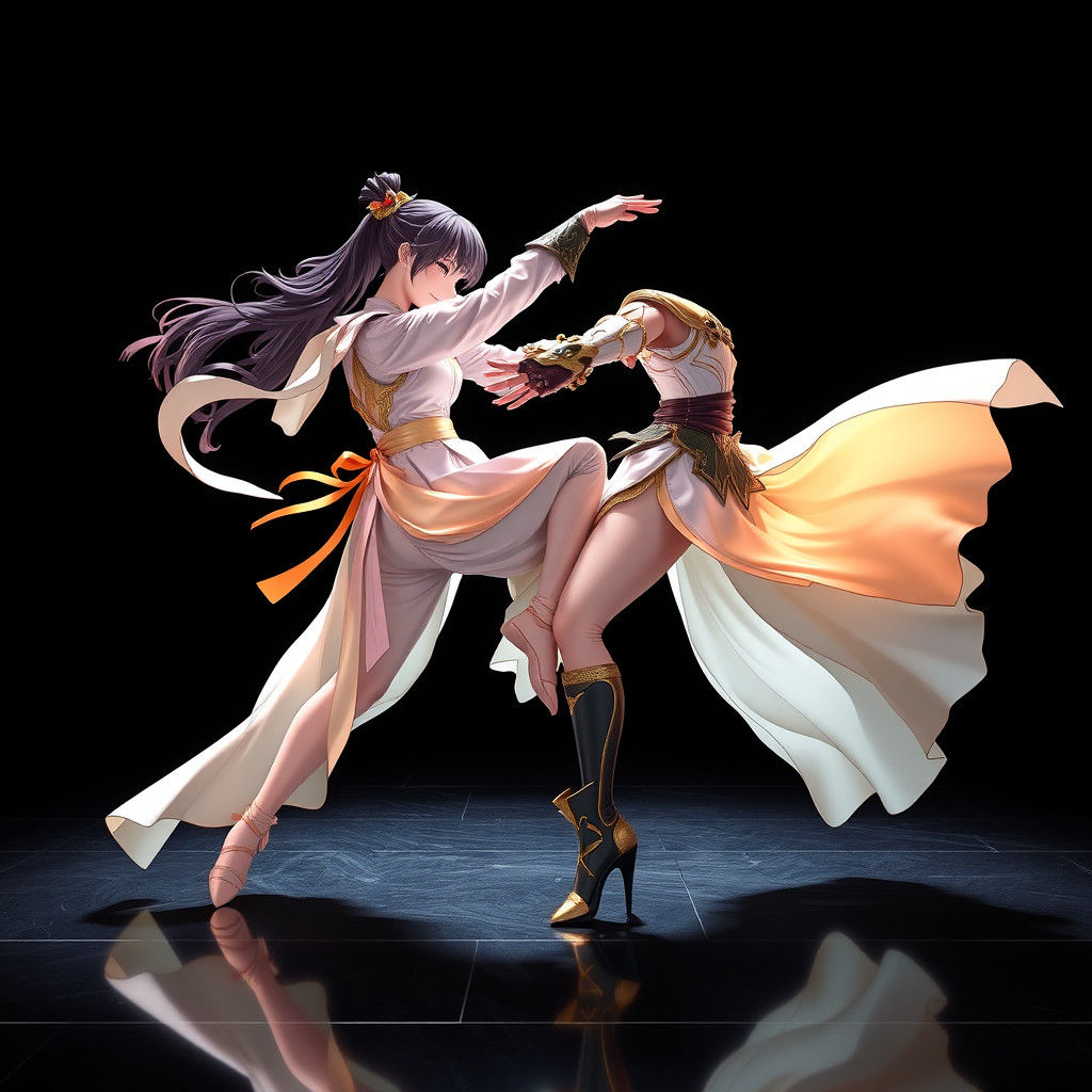 Cyberpunk Warriors Engage in Dynamic Dance Battle