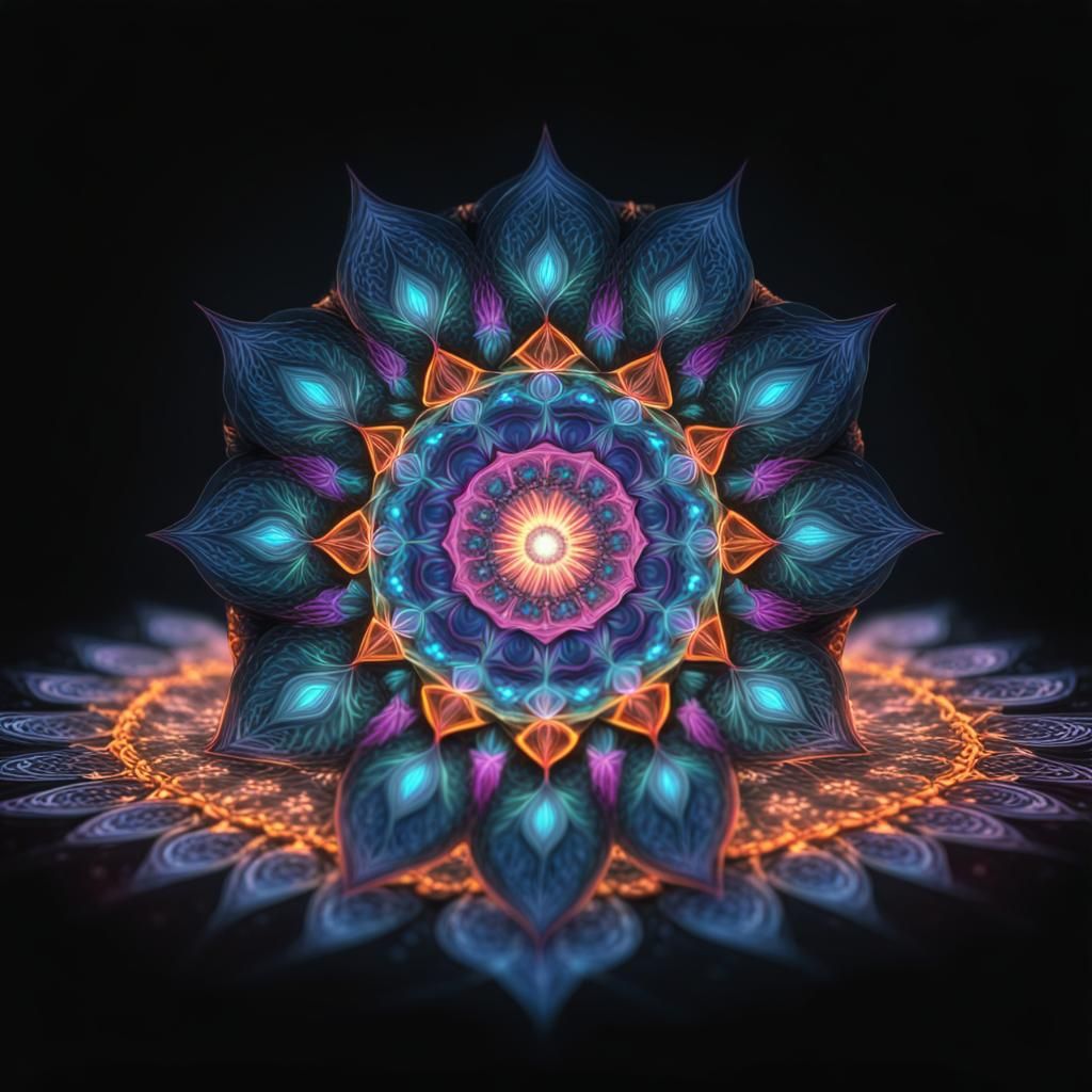 Mandalas of plasma emanating from a character like Aura {ethereal ki ...