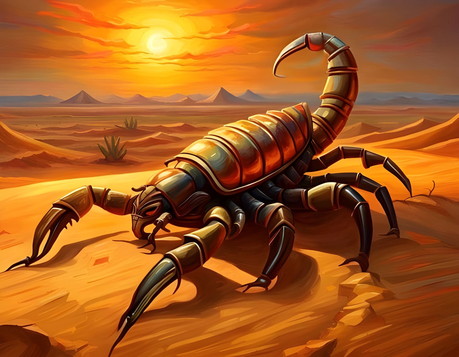 The Sunset Desert Landscape with a Scorpion - AI Generated Artwork ...