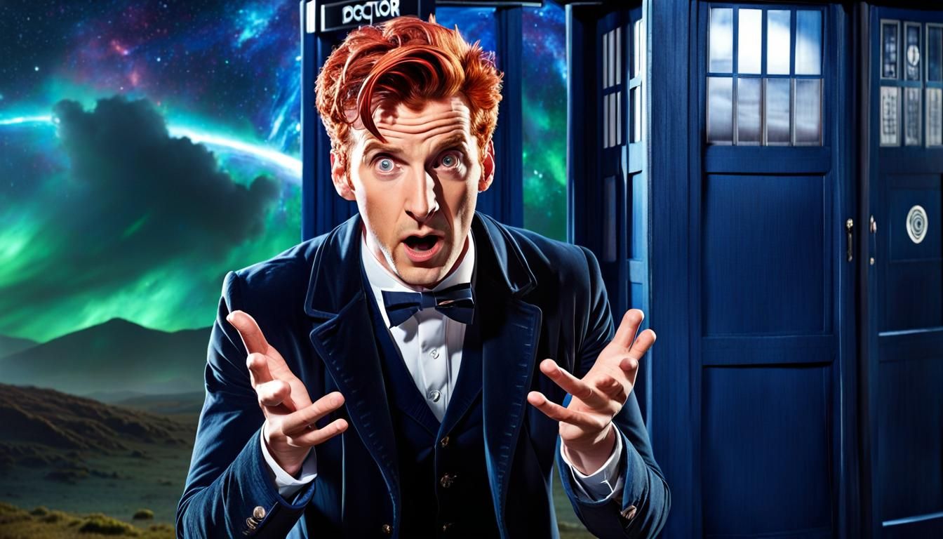 Doctor Who with a shocked expression on his face