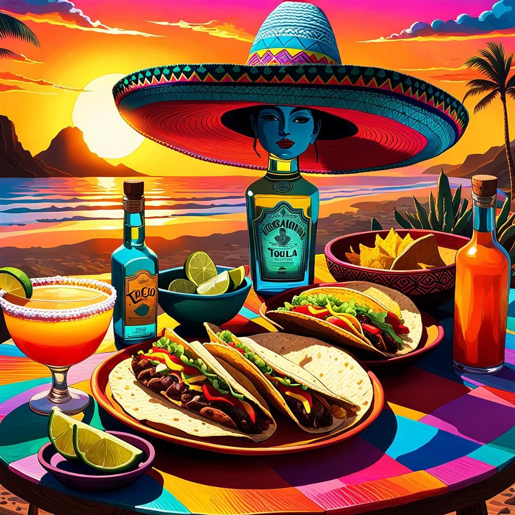 Tacos and tequila at the beach AI Generated Artwork NightCafe Creator