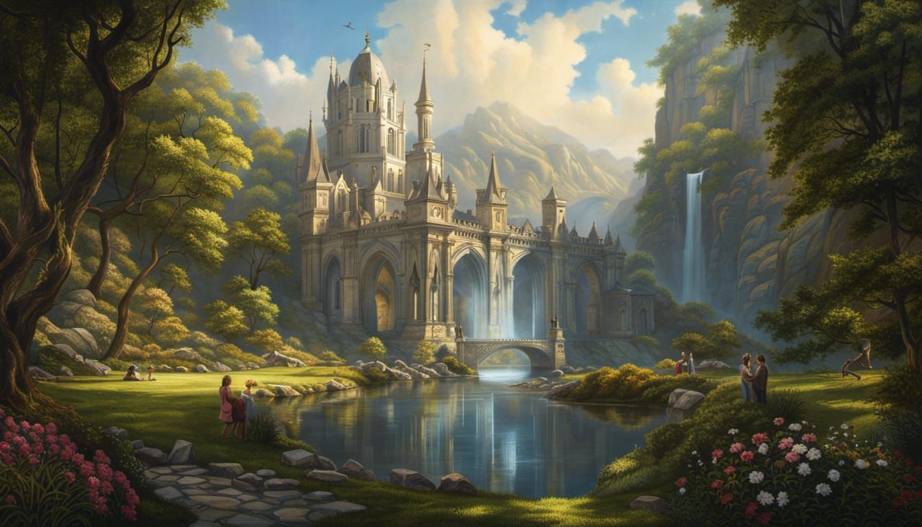 Portal to heaven, heavenly sunshine beams divine bright holy clouds, ethereal fantasy hyperdetailed mist ...  by @Lennis