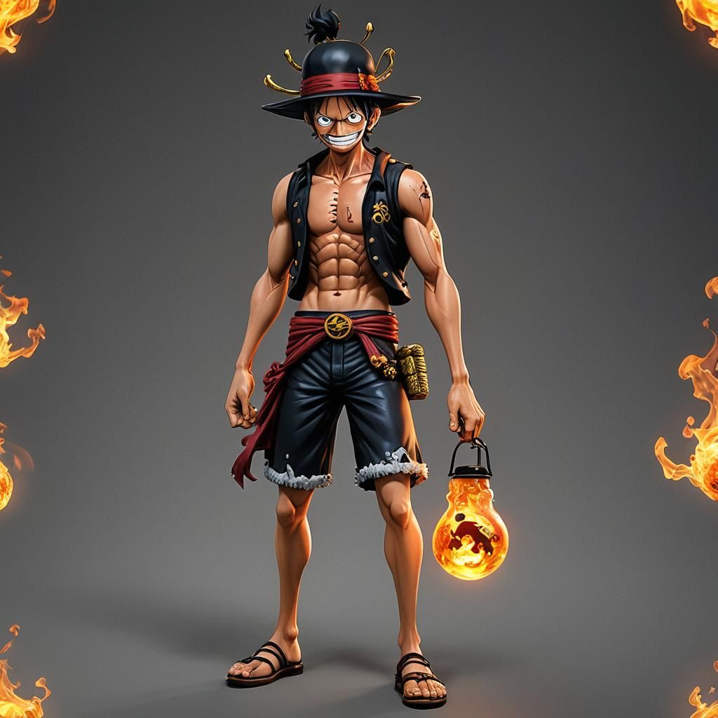 (Portcas D. Ace, Japanese comic "One Piece") A translucent 3...