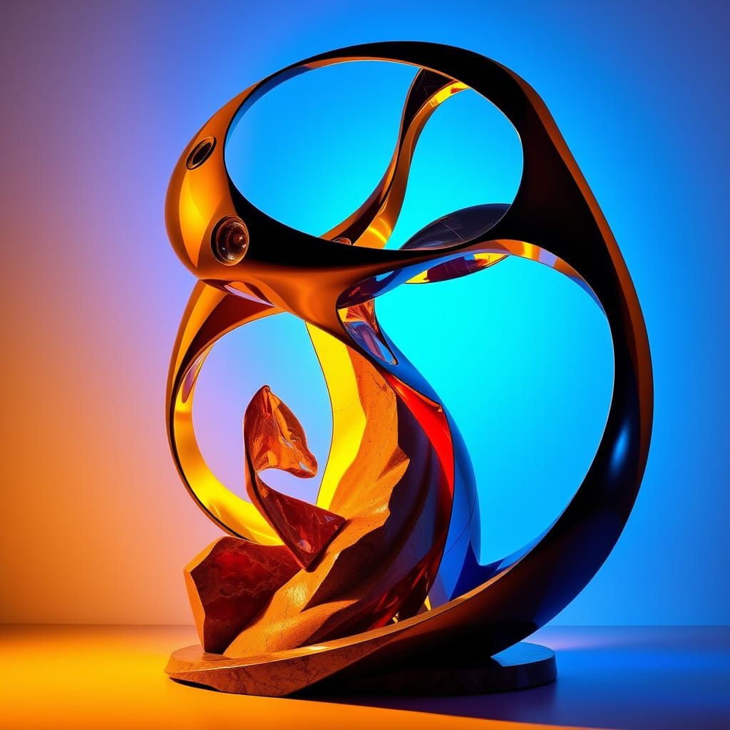 Surreal Modern Sculpture in Cyberpunk Style