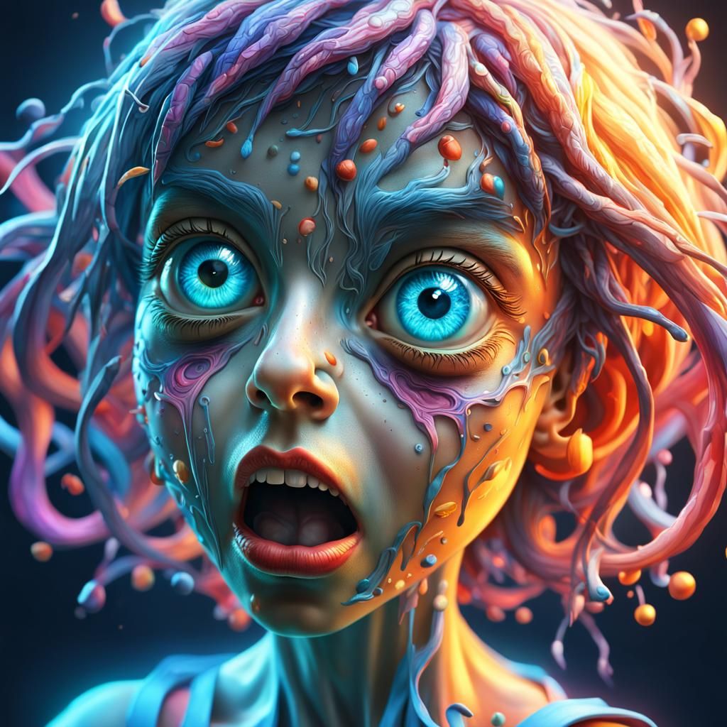 crazy world big deep eyes 64k Photorealistic Highly Detaille...