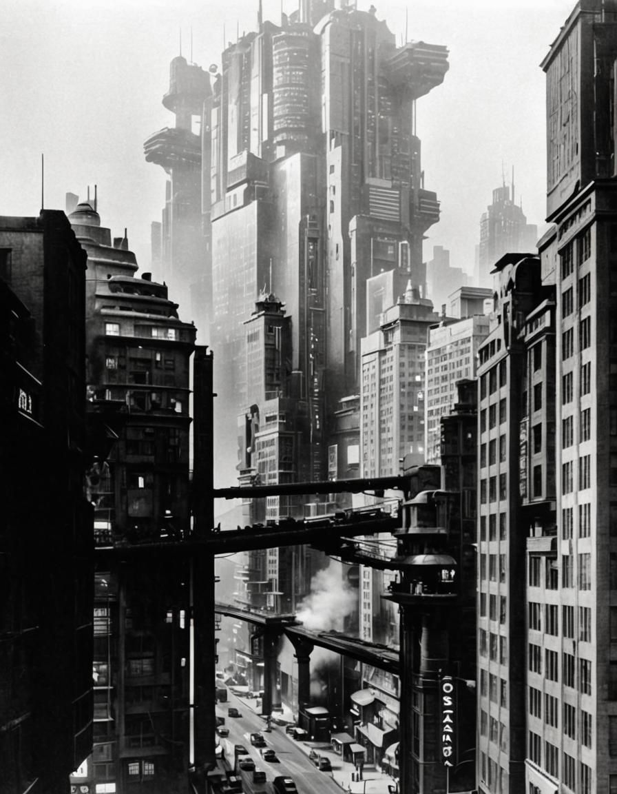 A futuristic cyberpunk modernization of the city in the 1927...