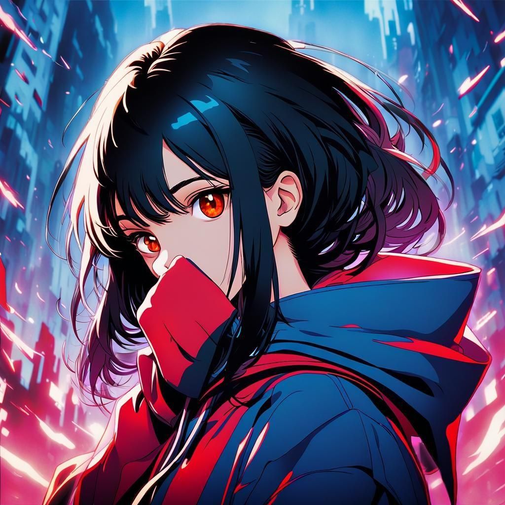 Anime Girl with Oversized Hoodie in Cinematic Lighting