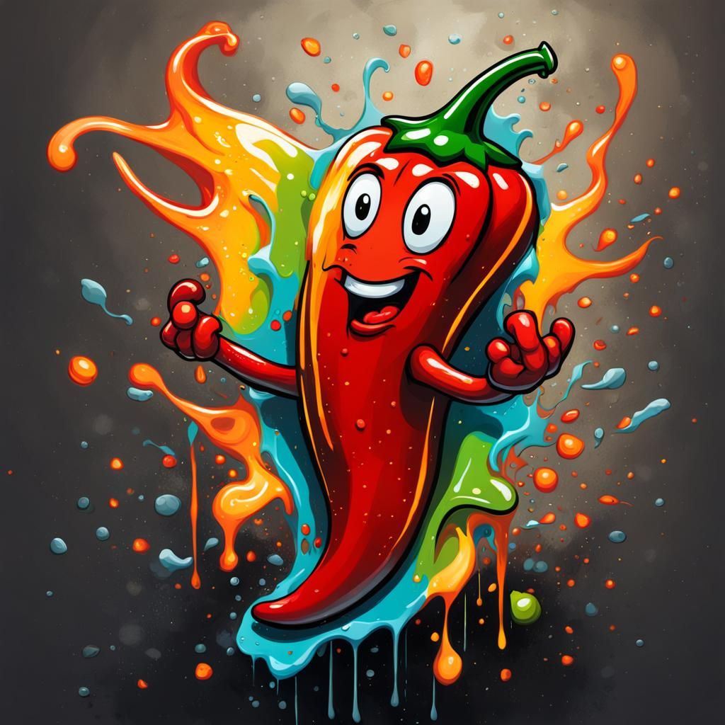 Cartoon Hot Chili Pepper in the Kitchen