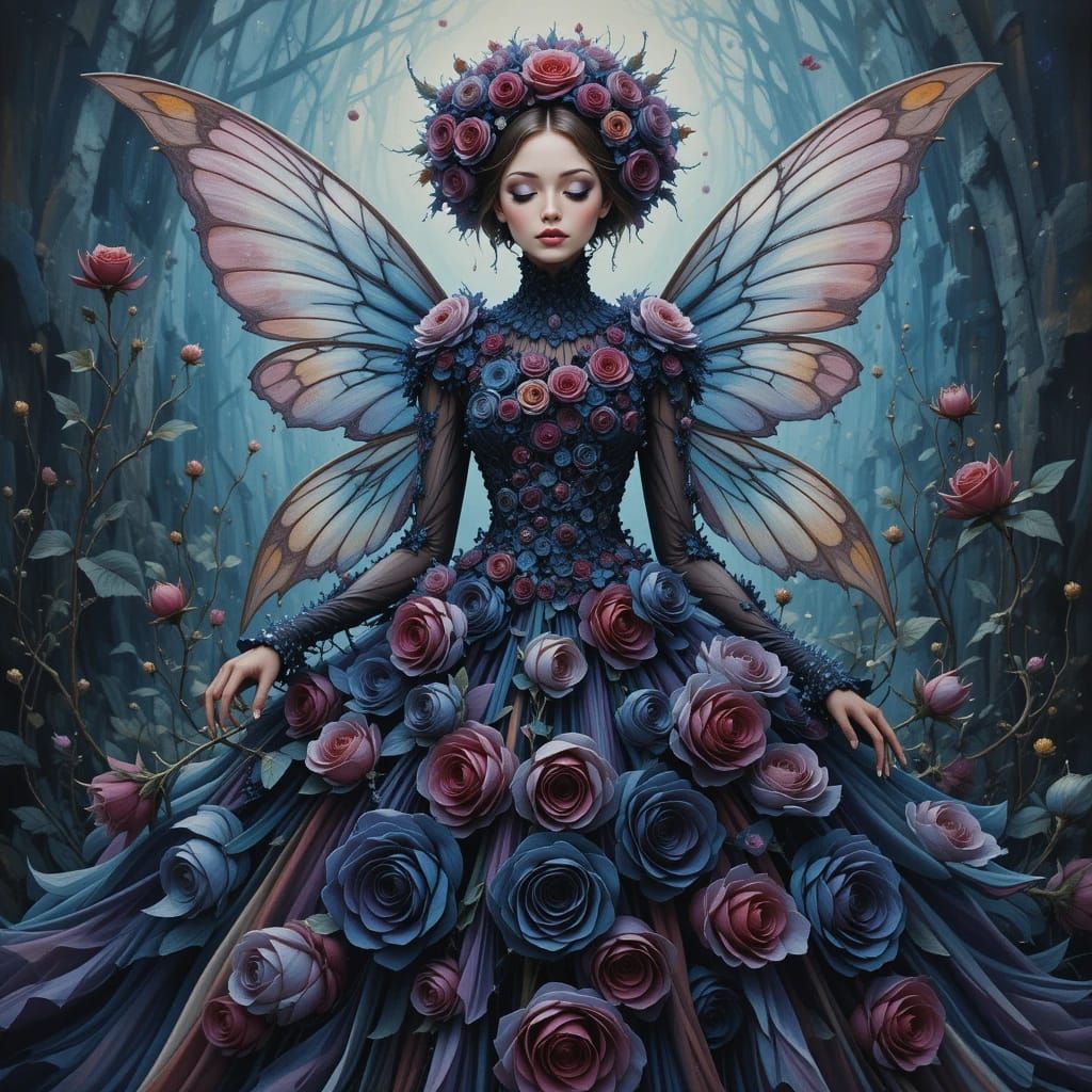 A Beautiful Fairy and Her Beautiful Dress of Black Roses...�...