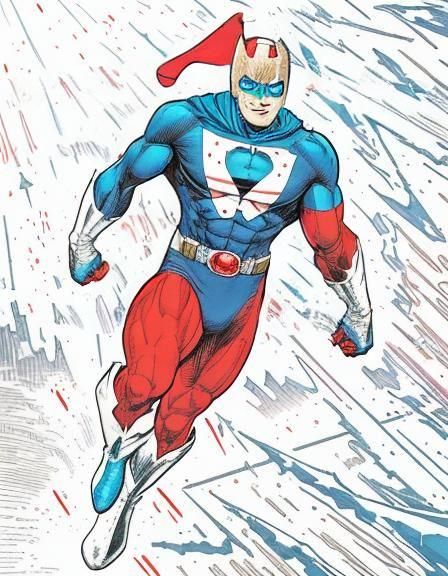 another superhero in a red, white, and blue costume