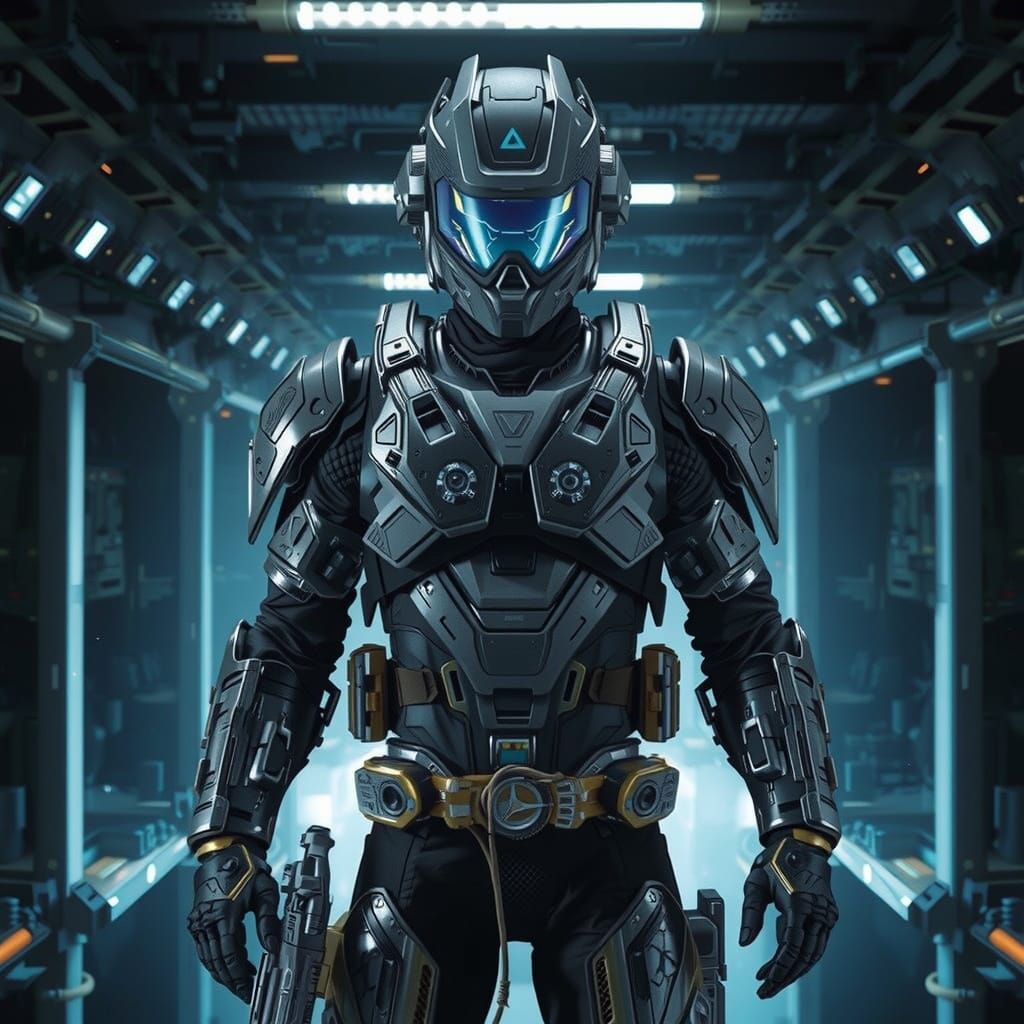 futuristic soldier with jetpack and a laser gun