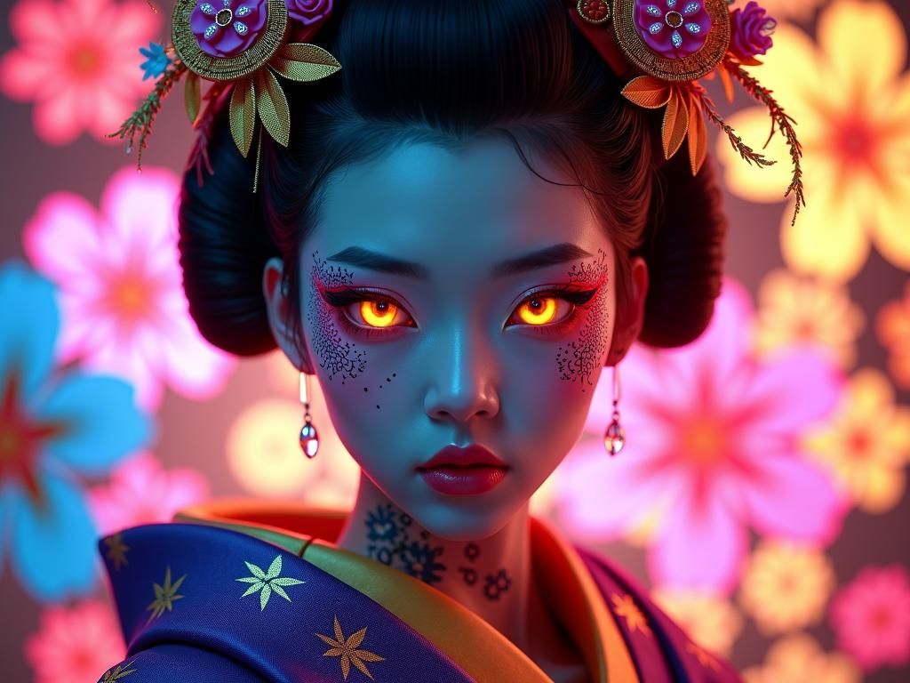 "A captivating full body, surreal full-body portrait of a Ja...
