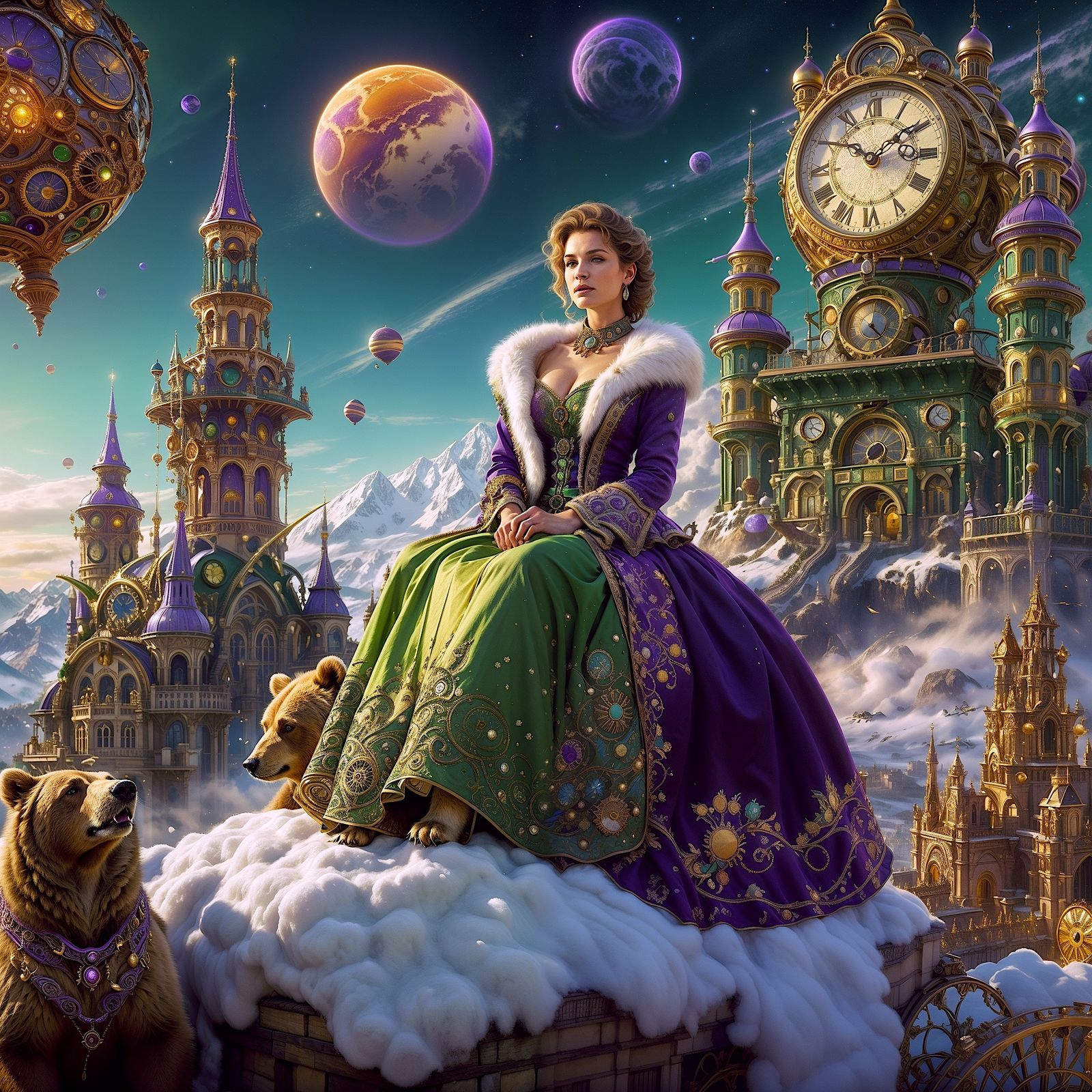 A Symphony of Time in Green, Purple and Gold - Variations #4...