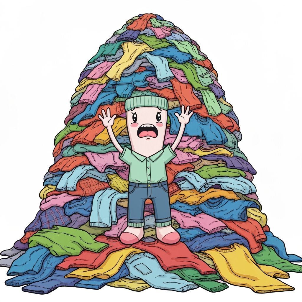 Surreal Sock Swallowed by Playful Clothes Pile