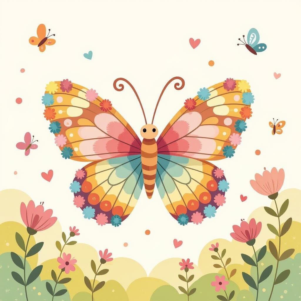 Whimsical Colourful Butterfly.   by @Cute dog