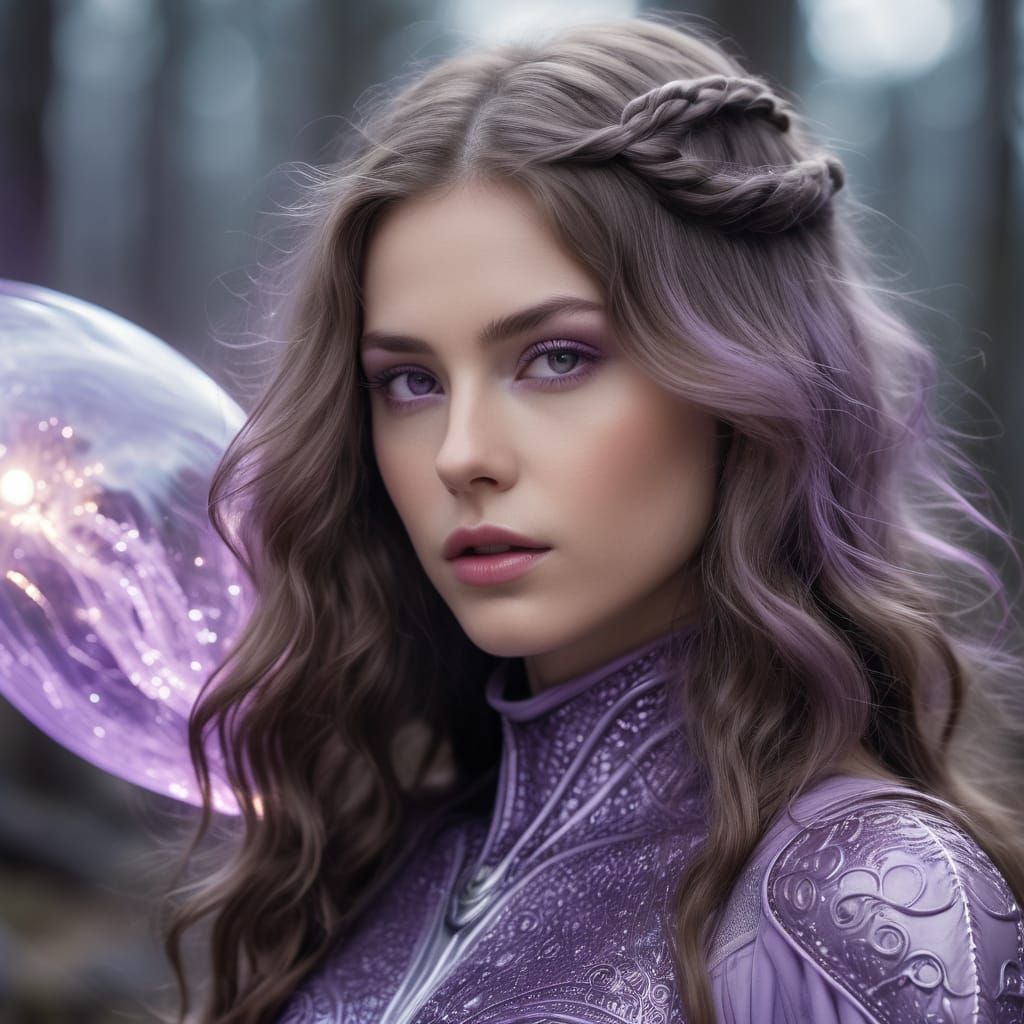 Portrait avec variations de couleur mauve