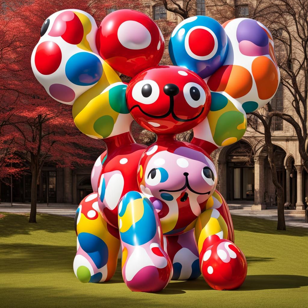 16k resolution, art by Jeff Koons, Takashi Murakami, Yayoi Kusama ...