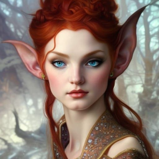 alluring highly detailed close-up portrait of beautiful elf girl with ...