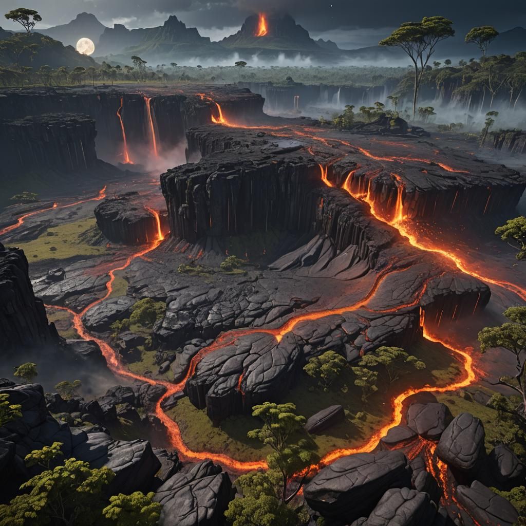 The moon fell on the Roraima plateau and split, and lava flo...