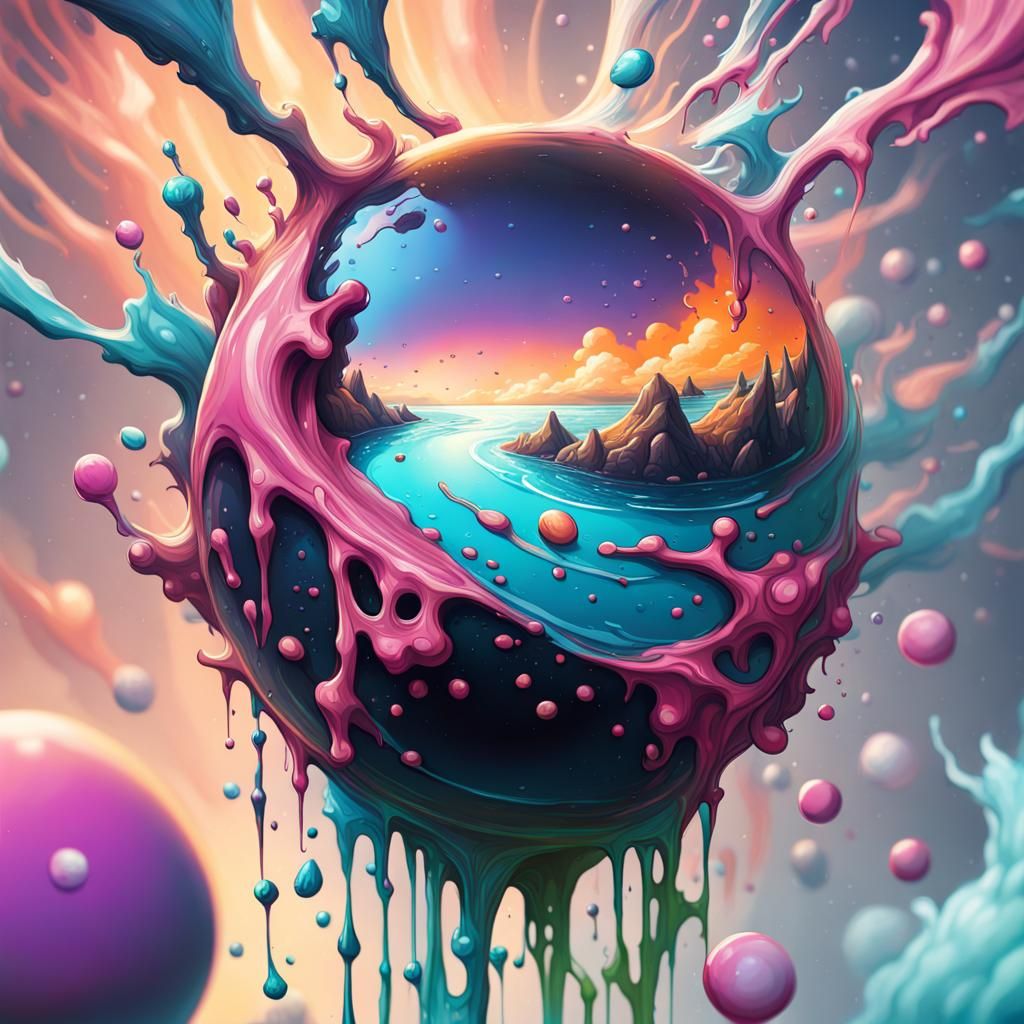 Fantasy Planets Illustration in Graffiti Art Style
