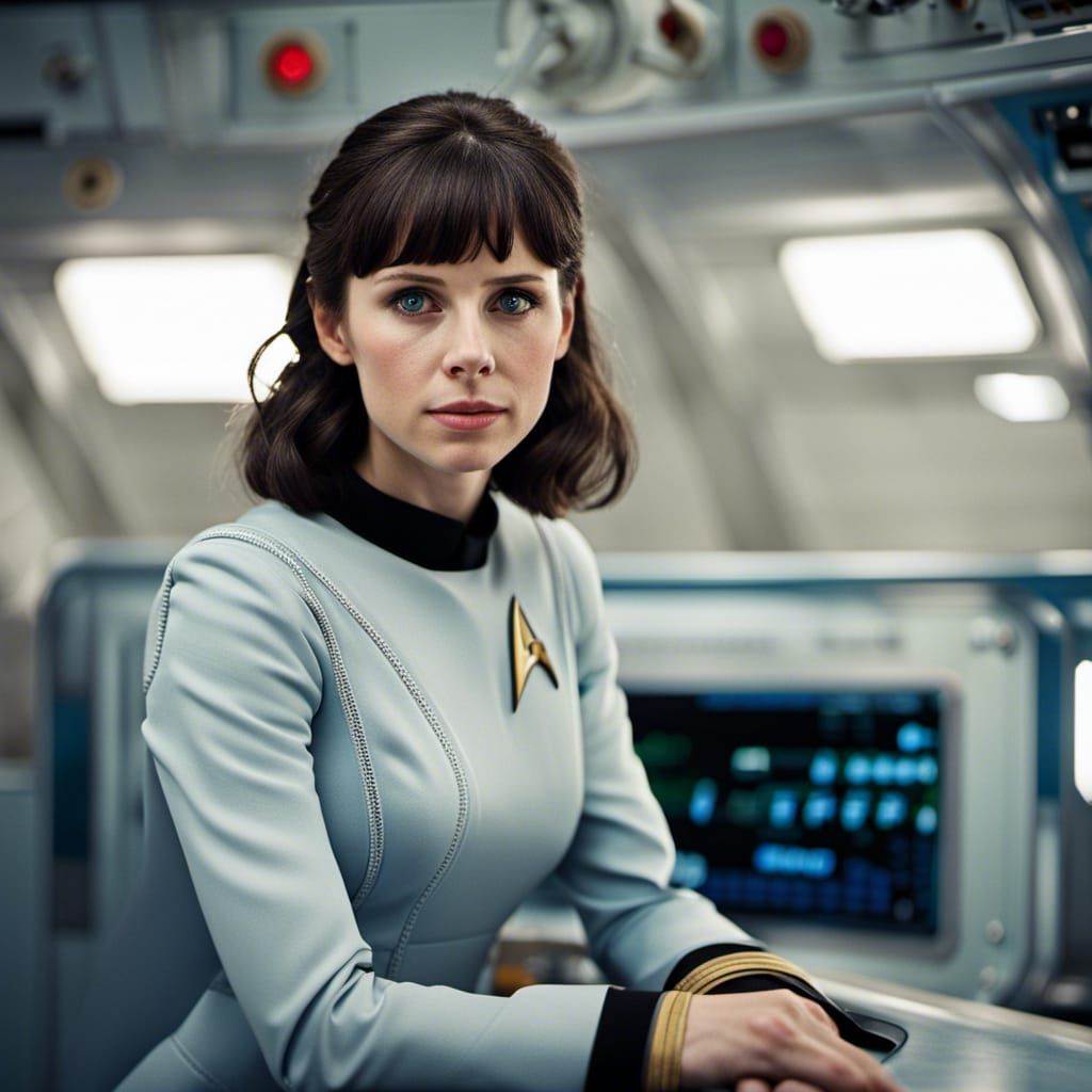 Felicity jones in Star Trek uniform aboard space station - AI Generated ...