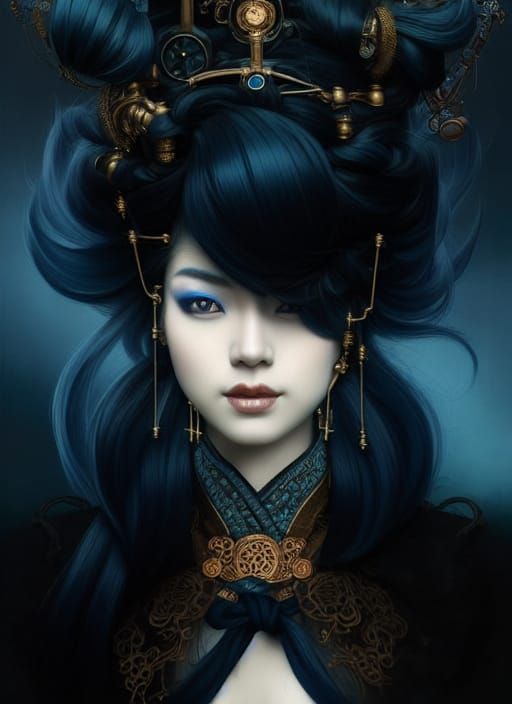 Indigo steampunk Geisha. undefined