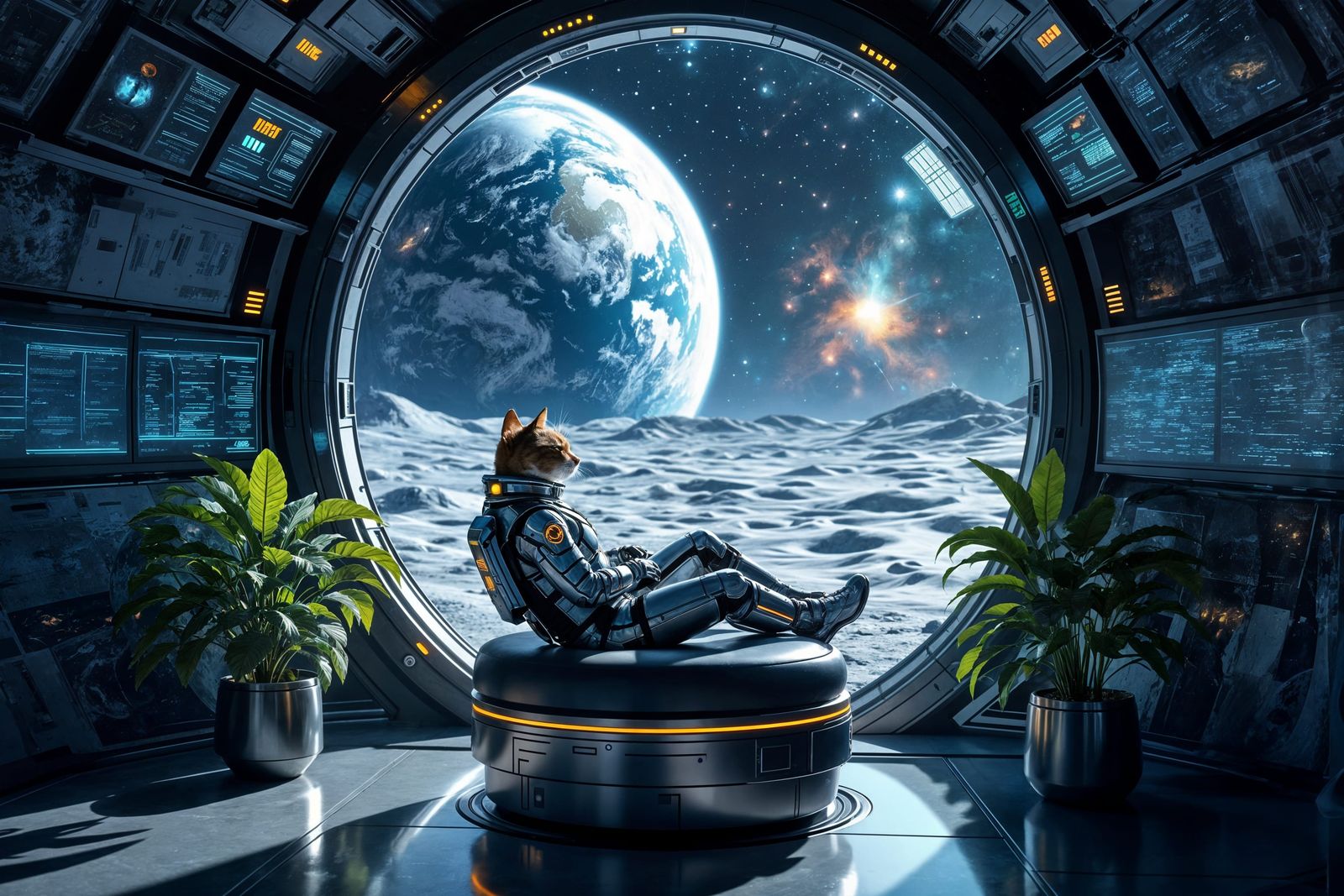 Gen Beta relaxing on the Moon  by @FlibbertyGibbitt