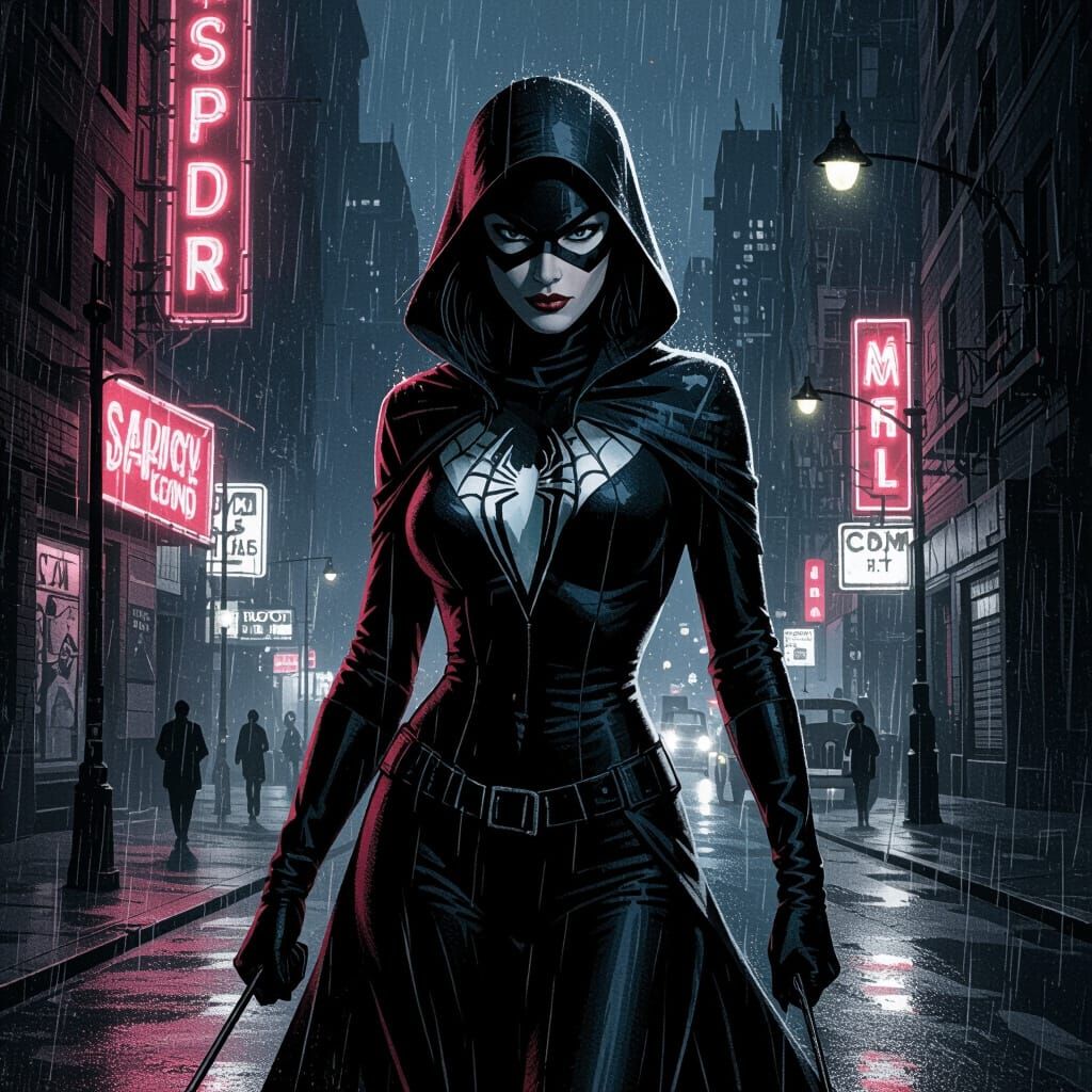 A female version of the pulp novel character of the Spider.