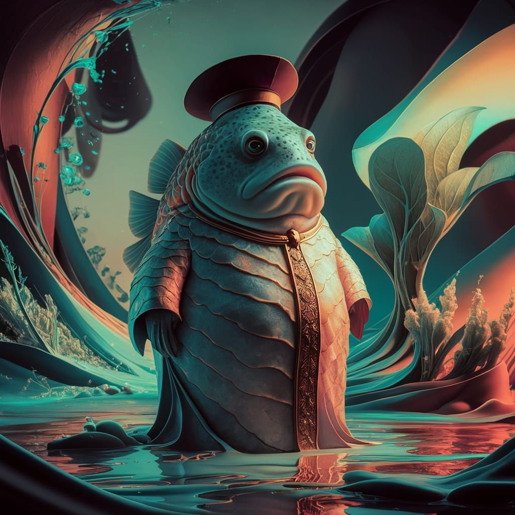 Anthropomorphic blob fish preacher