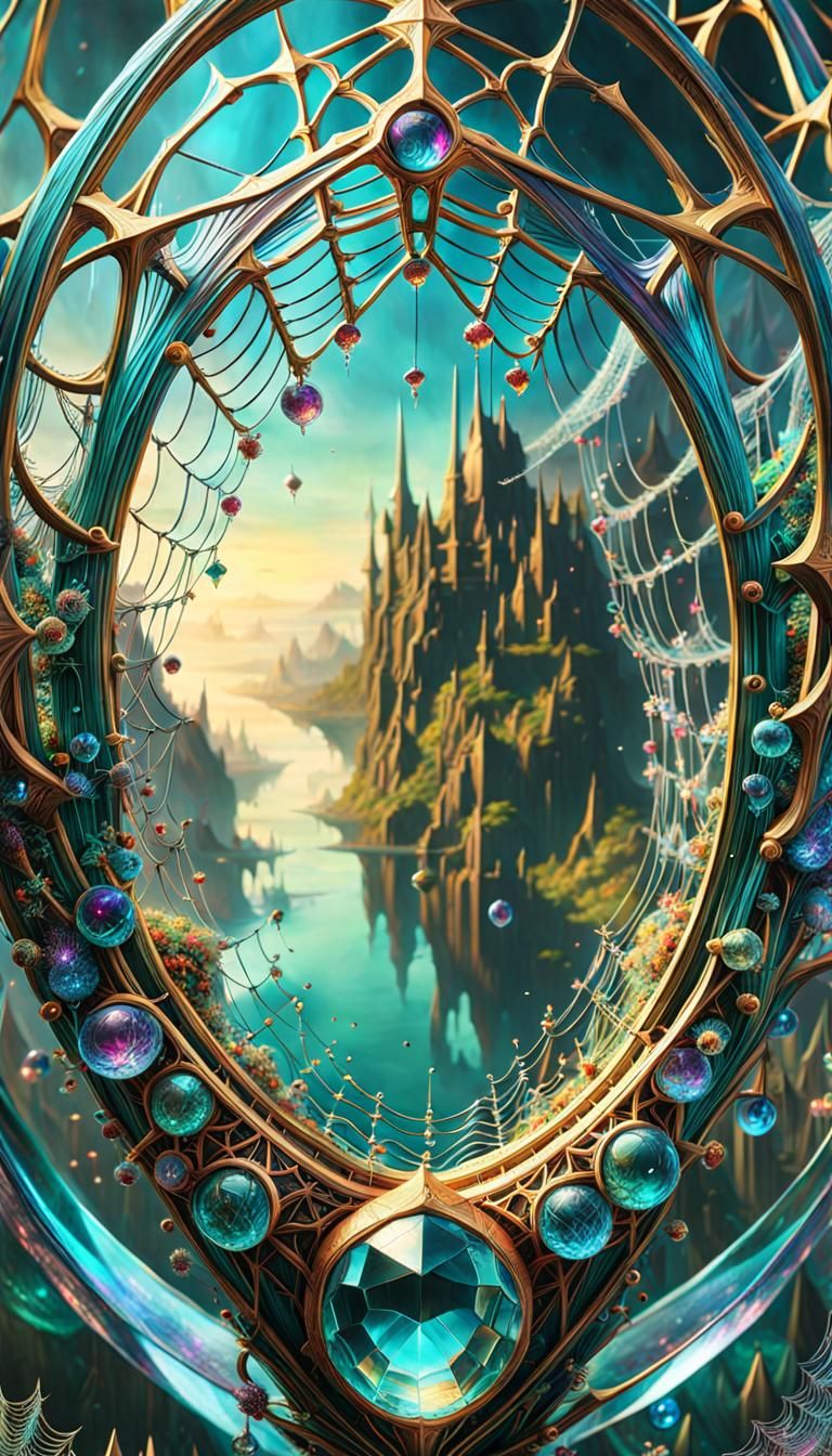 Crystal Spiderweb in Magical Borderland Fantasy Landscape