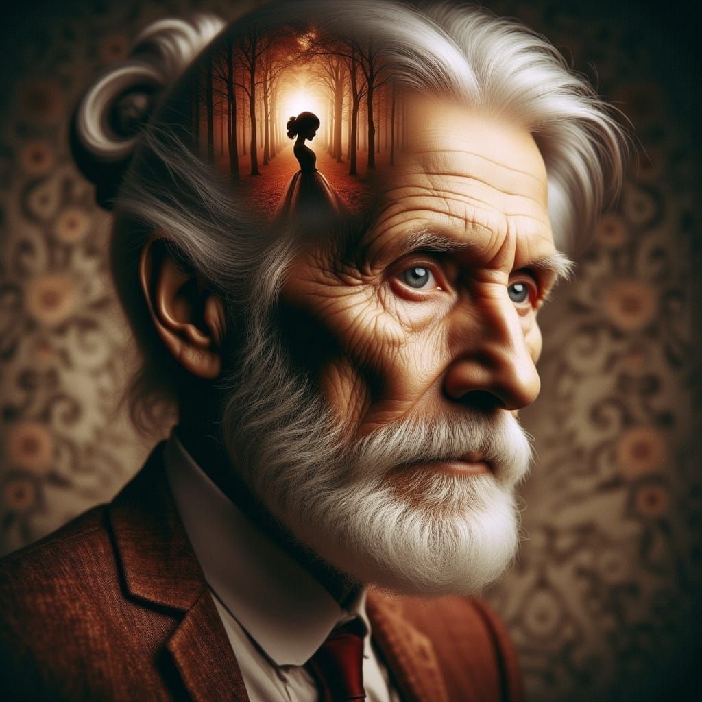 <lora:-Memories-:1.0> old man, vision of a young woman