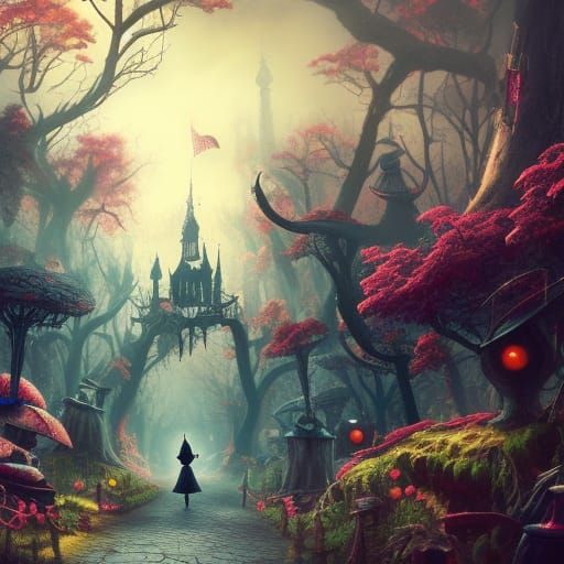 Alice in a Dark Wonderland - AI Generated Artwork - NightCafe Creator