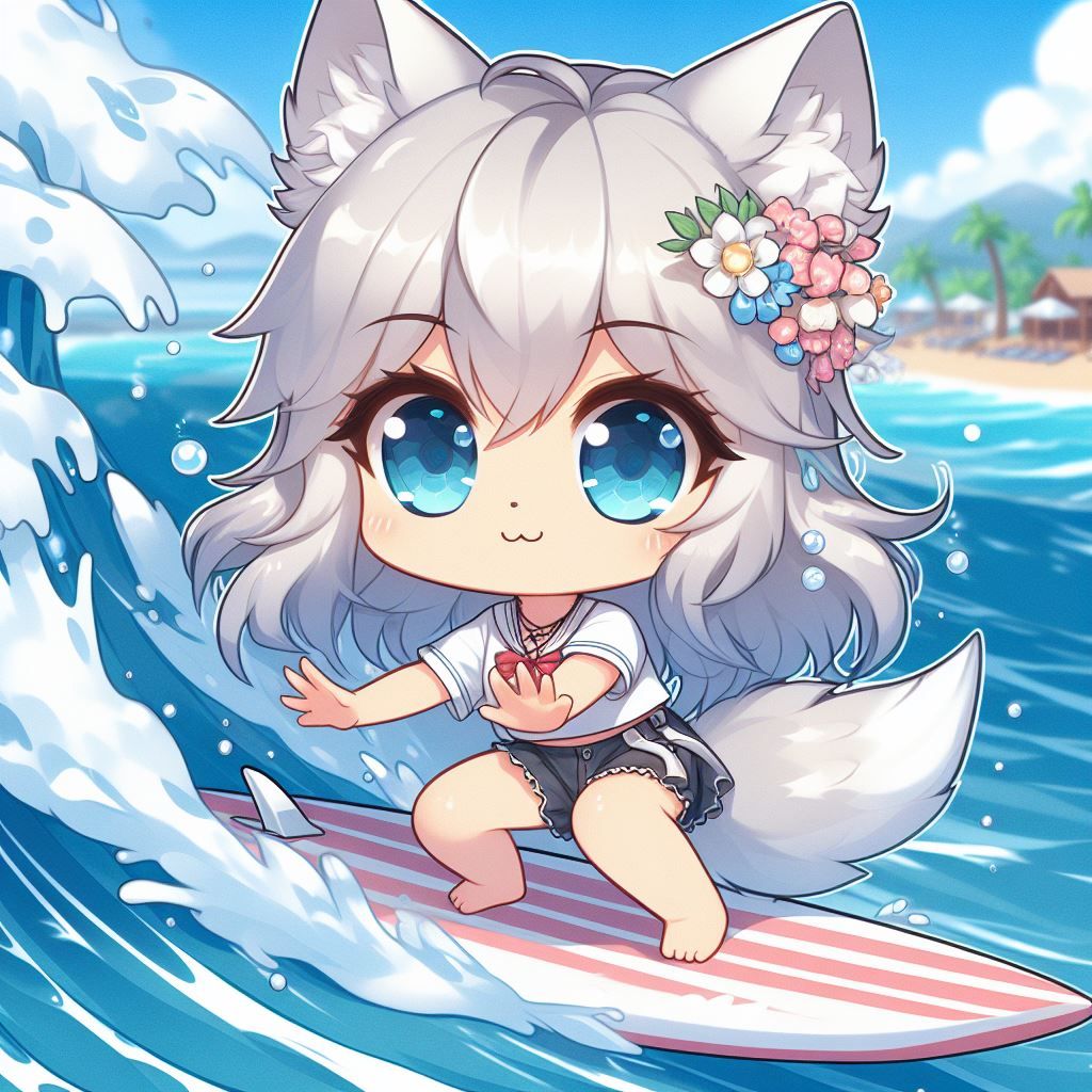 Cute Wolfie surfing