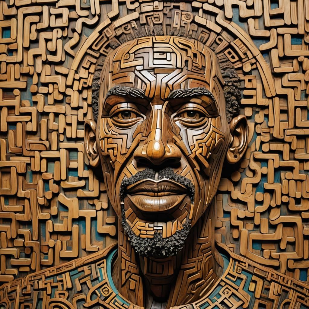 african inspired pattern wood sculpture david moore van gogh...
