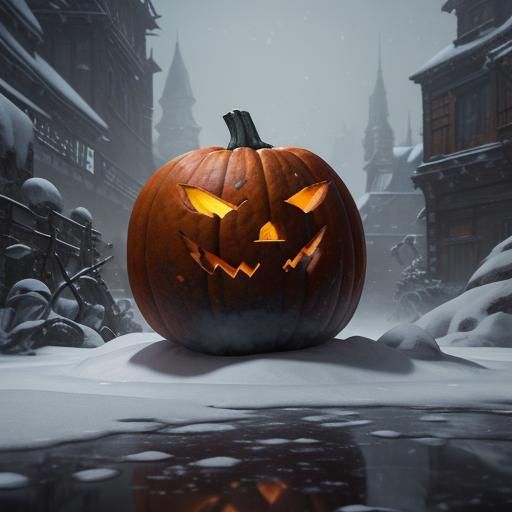 Pumpkin Covered in Snow