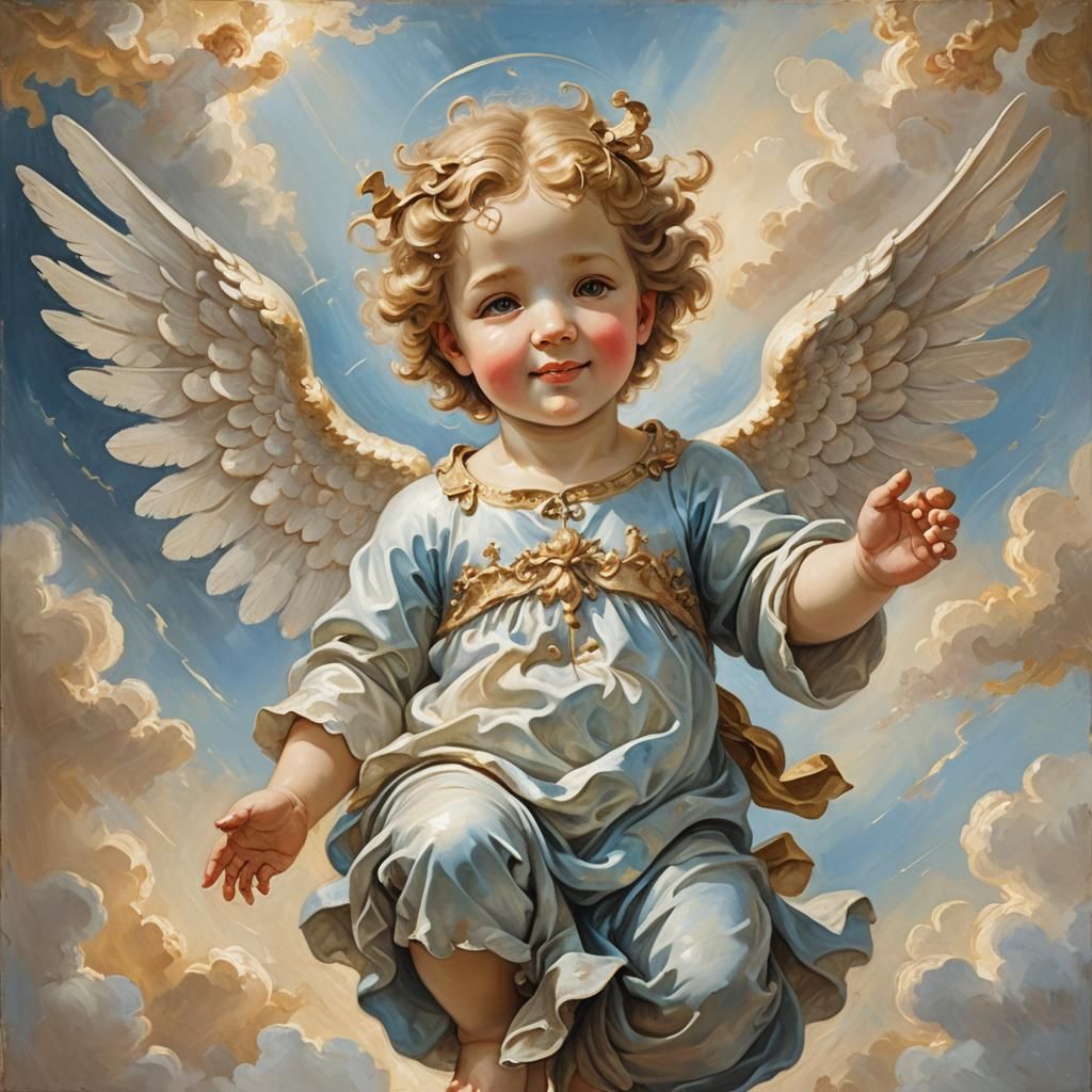 angel cherub floating in heavenly realms