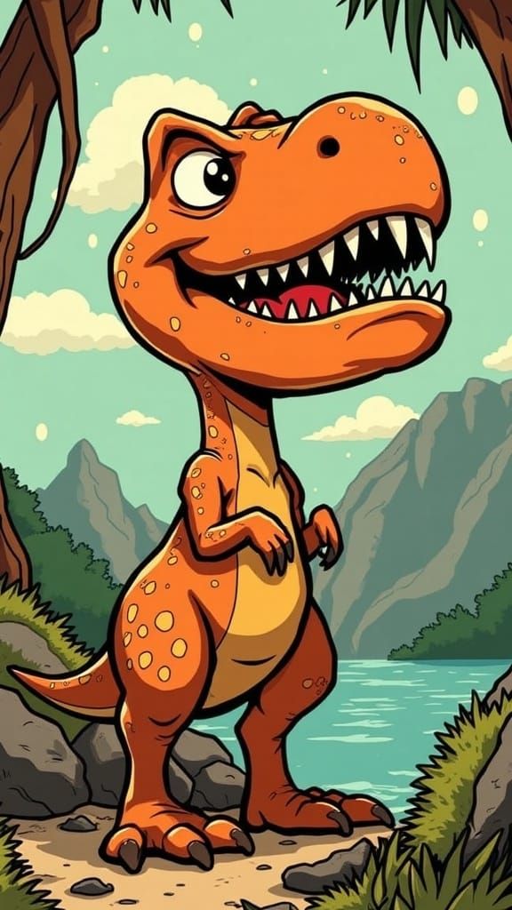 A tyrannosaurus Rex <lora:Caffeine Cartoons V1:1.0> 
