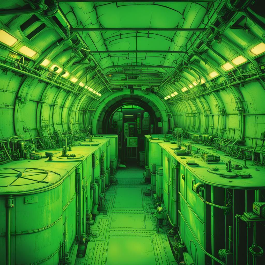 Super submarine green sub interior
