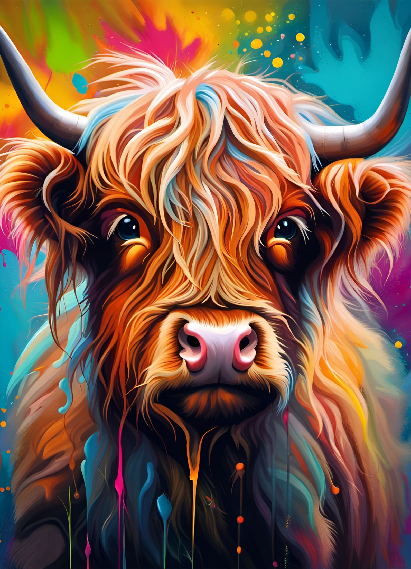 Colorful Highland Cow - AI Generated Artwork - NightCafe Creator