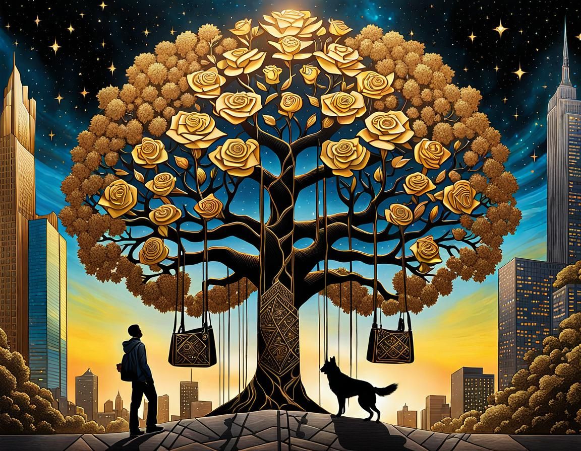 Urban tapestry, The tree of life, Tarot Card, a young Africa...