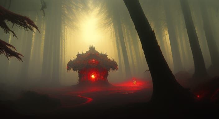 Ethereal Spooky Forest in Vibrant Fantasy Style