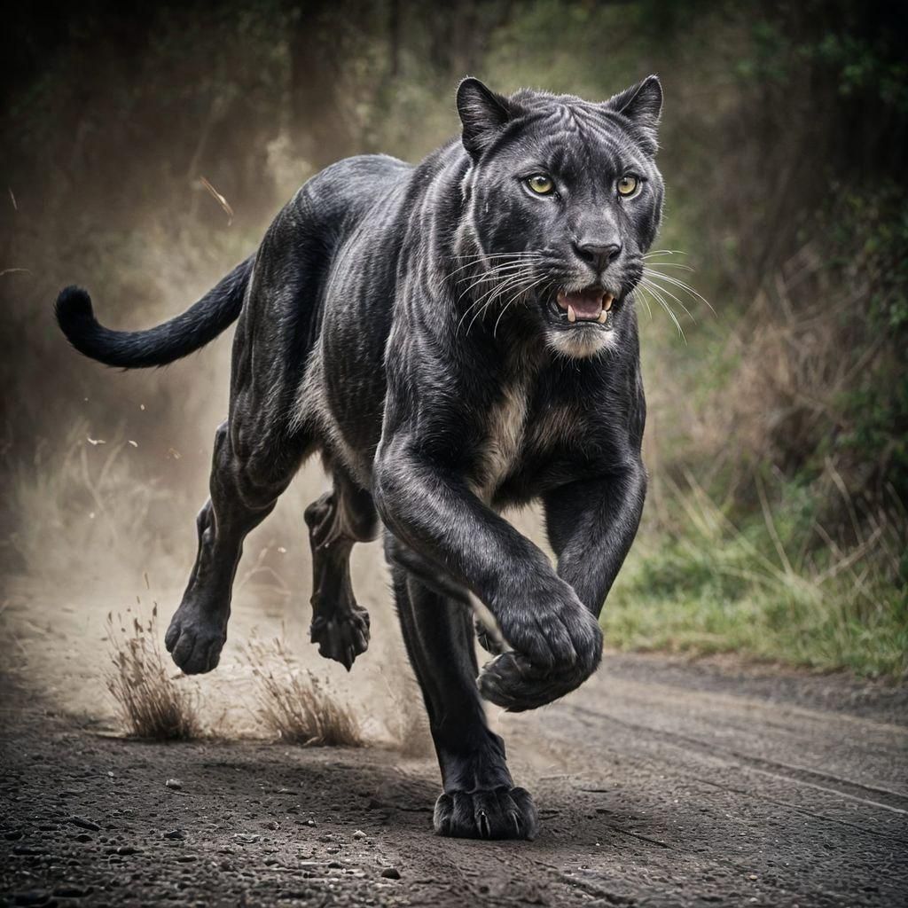 A running panther, in style of muybridge