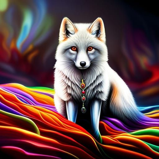 Artic Fox with Jewel Collar - AI Generated Artwork - NightCafe Creator