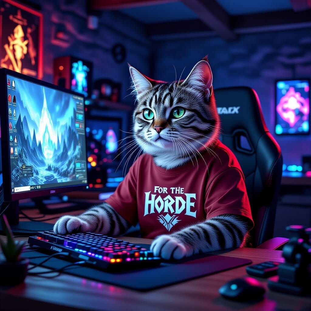2000's WoW Gamer Cat  by @Hyperborean