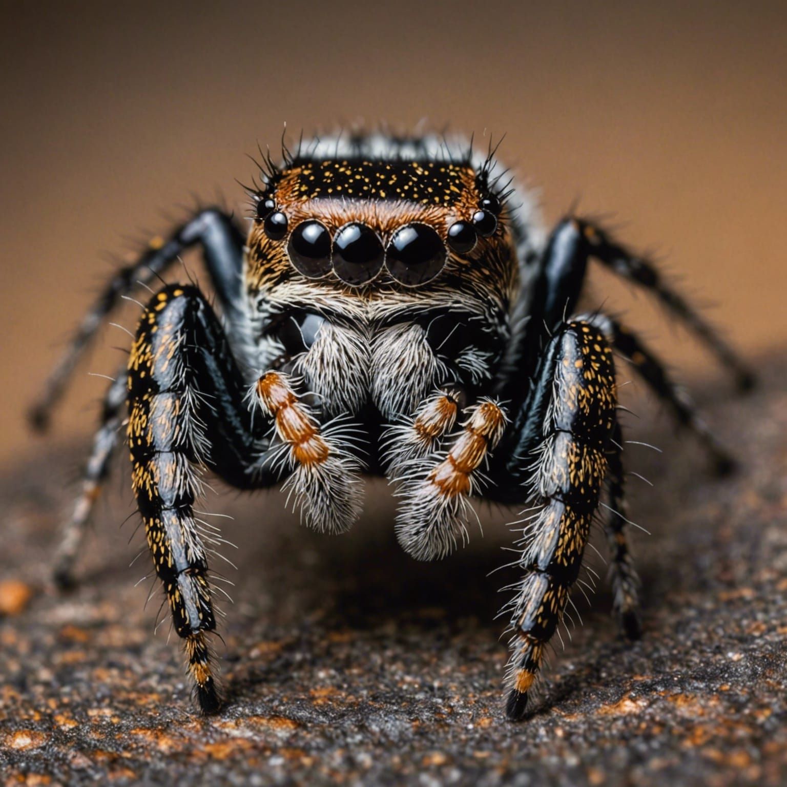 Macro photography of a jumping spider  by @undefined